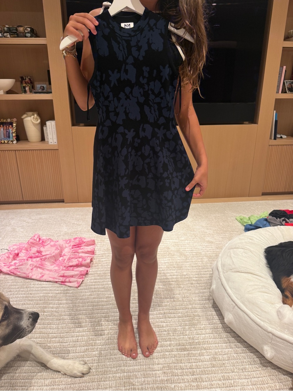 Milly Minis Black & Navy Floral Sleeveless Dress